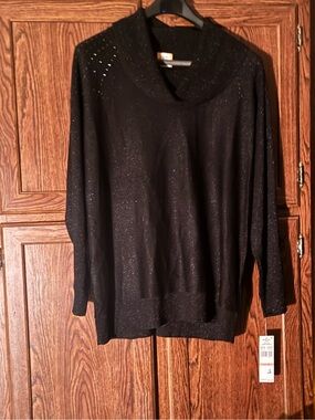 Ruby Rd. Black Metallic Knit Sweater